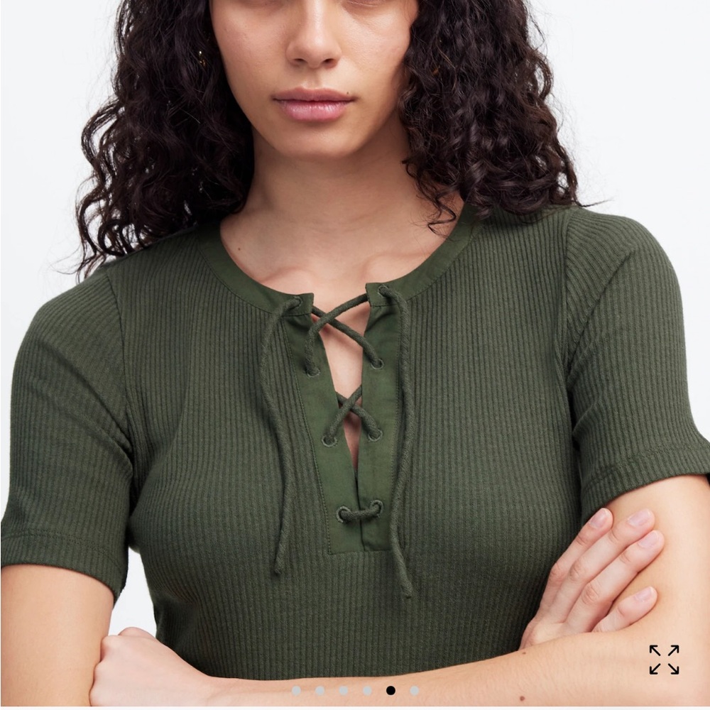 NWT Madewell Lace-Up Ribbed Top - Picture 5 of 8